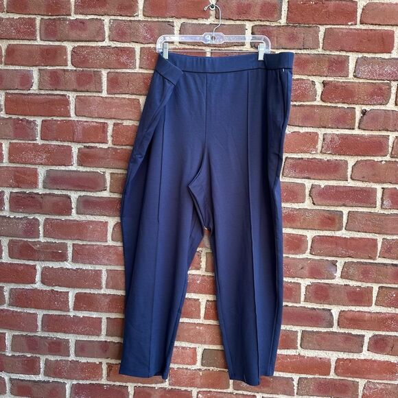 Eileen Fisher $198 Washable Flex Ponte Pintuck Pants blue 3X NWOT - Picture 1 of 6